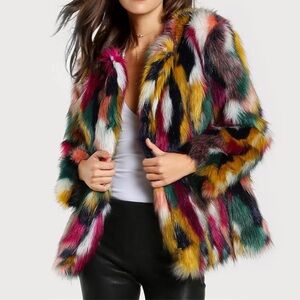 Fun Bold Faux Fur Jacket with Pockets